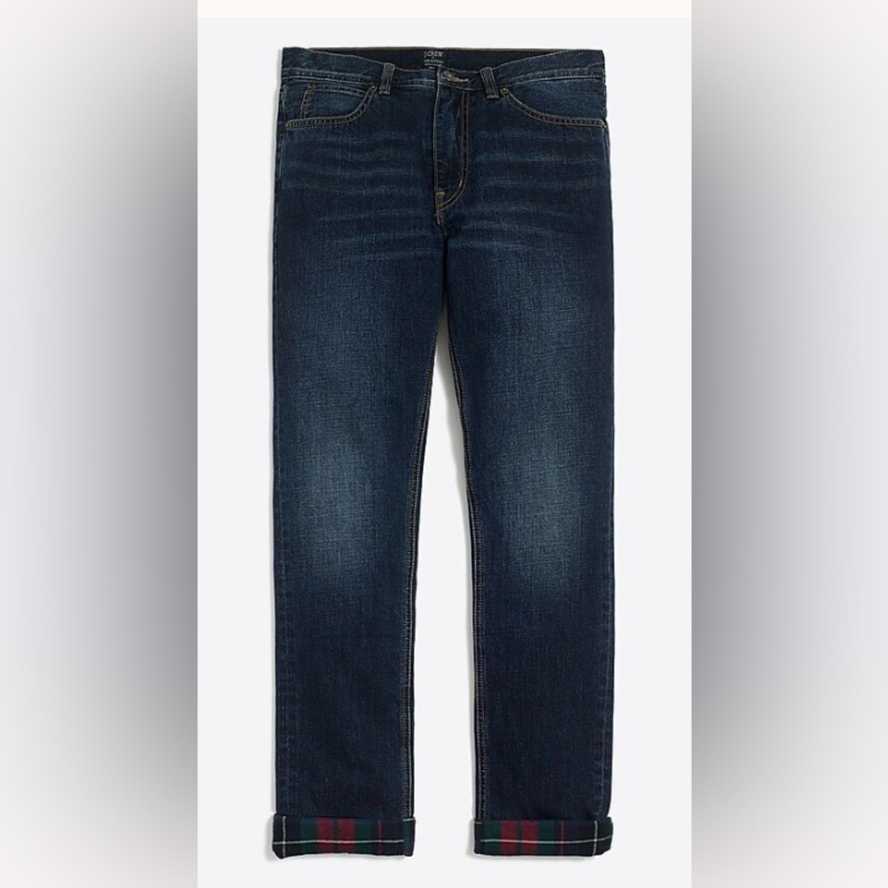 J.Crew The SuttonMen's Dark Blue Flannel Lined Jeans Sz 36